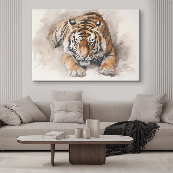 Aquarel van een liggende tijger Aquarel van een liggende tijger