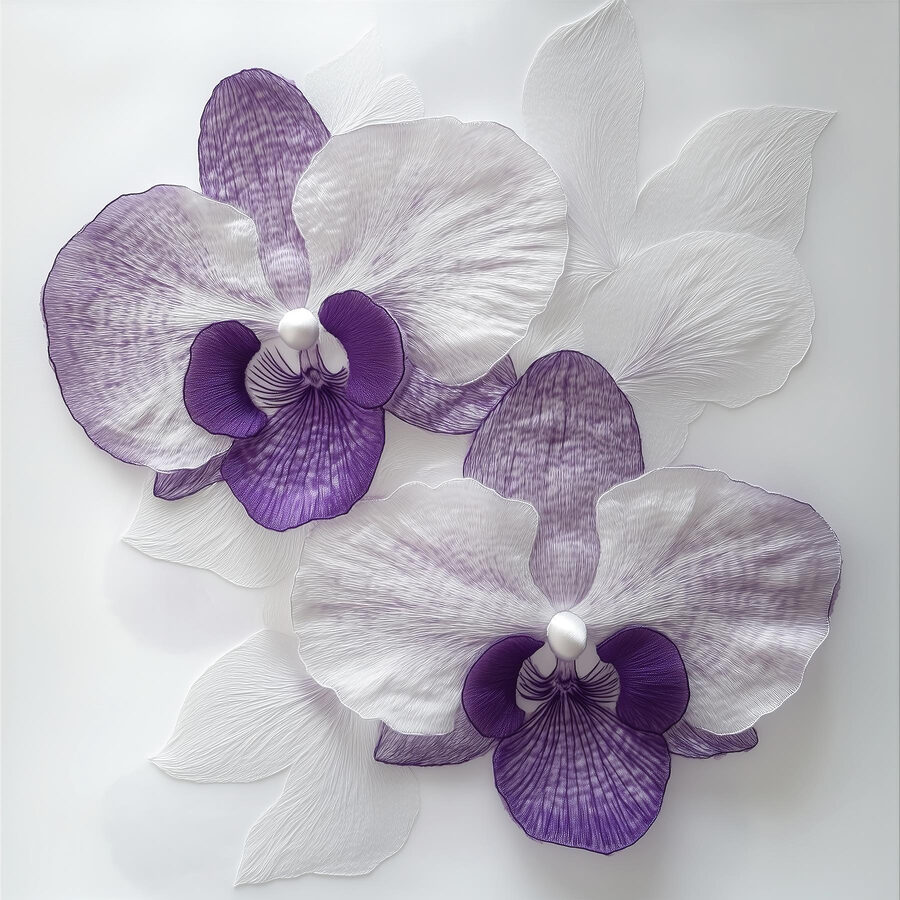 Paarse en witte bloemen op een wit oppervlak