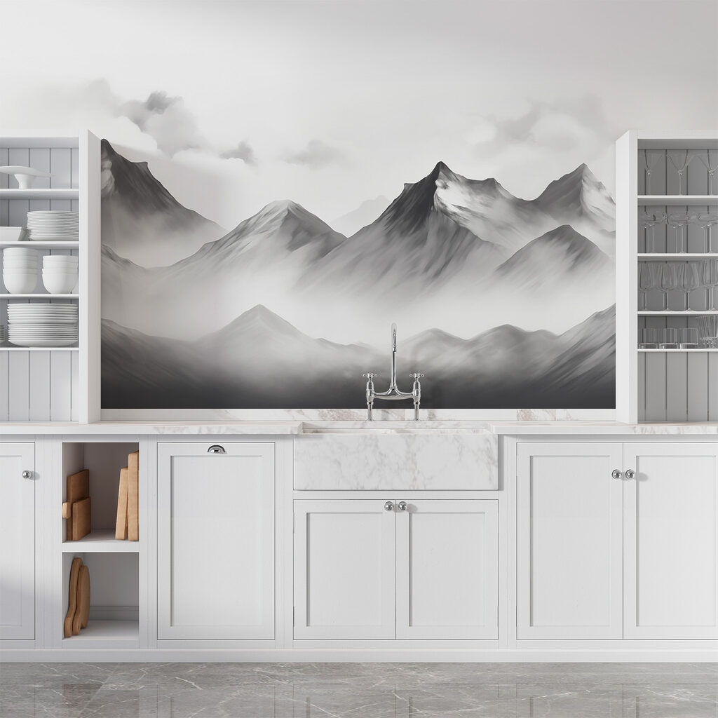 Mountain range with fog