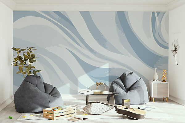 Wit en blauw golvend patroon Wit en blauw golvend patroon