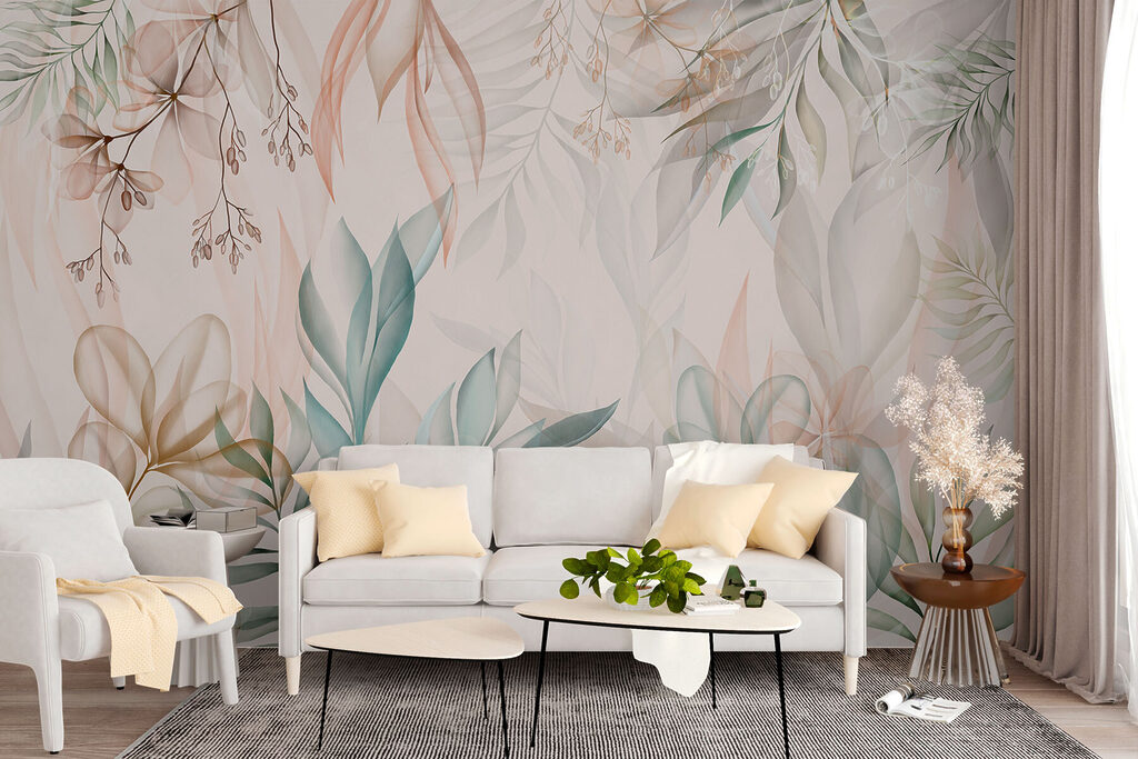 Delicate leaves in soft hues