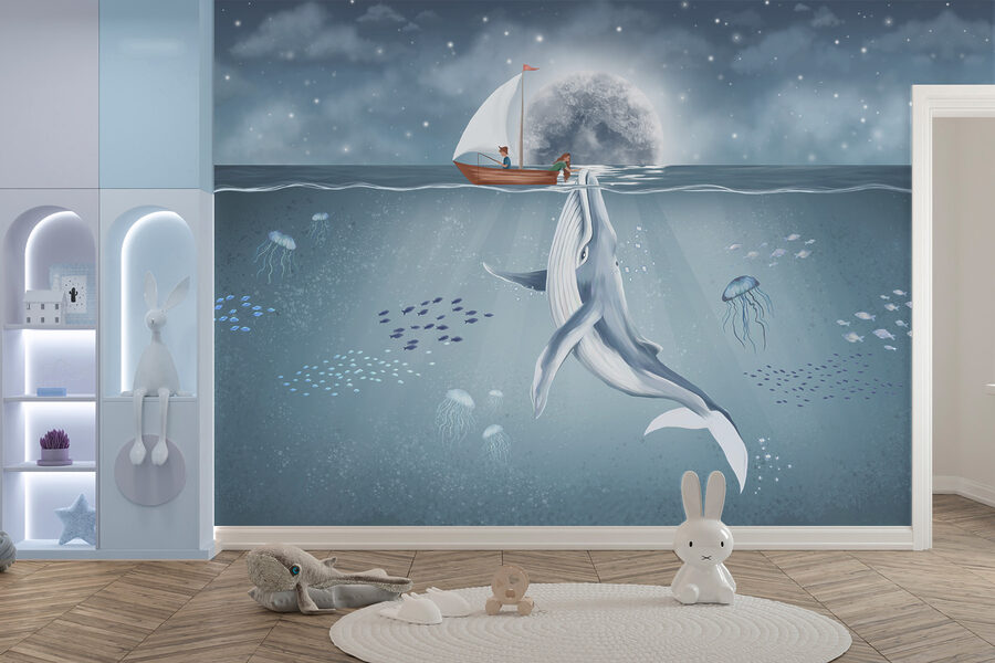 Walvis zwemmend in het water