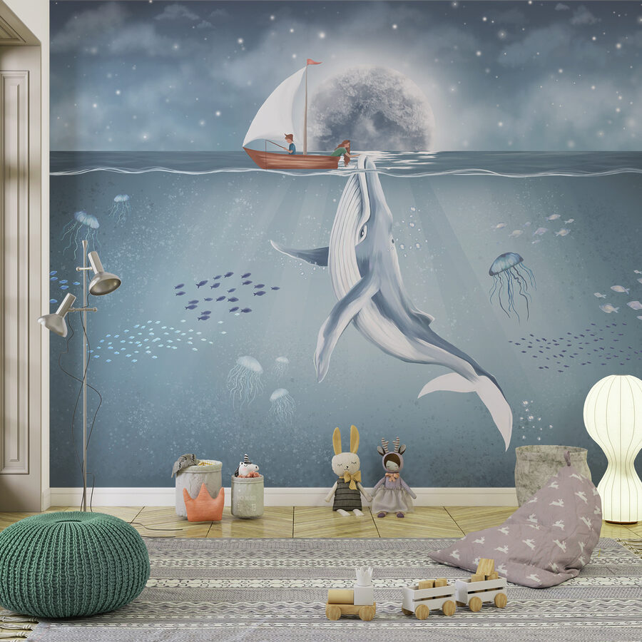 Walvis zwemmend in het water