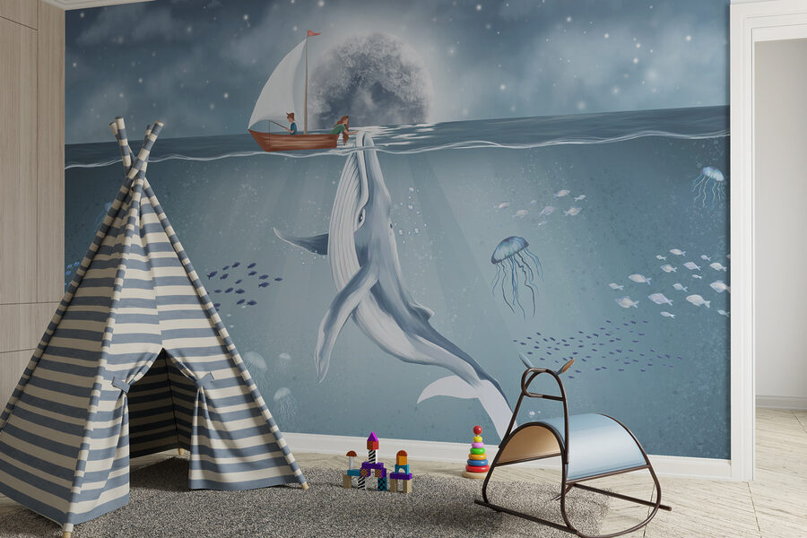 Walvis zwemmend in het water