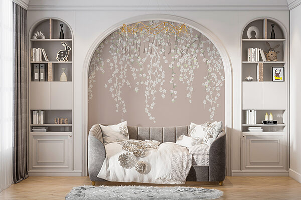 Wall murals White flowers on a tree branch Wall murals White flowers on a tree branch