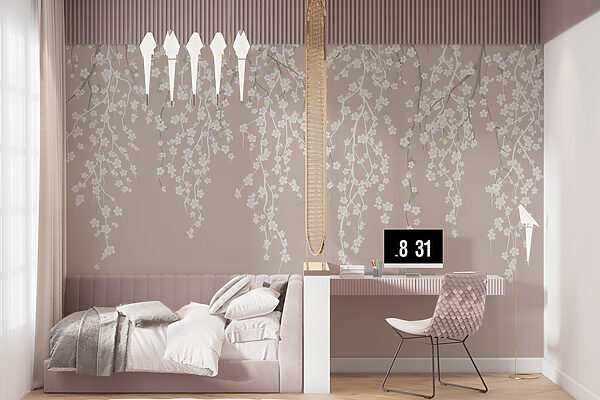 Wall murals White flowers on a tree branch Wall murals White flowers on a tree branch