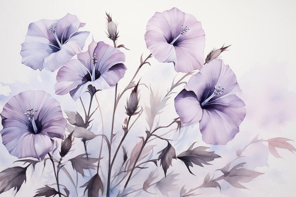 Schilderij van paarse bloemen Schilderij van paarse bloemen