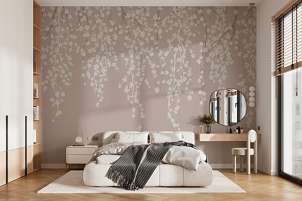 Wall murals White flowers on a tree branch Wall murals White flowers on a tree branch