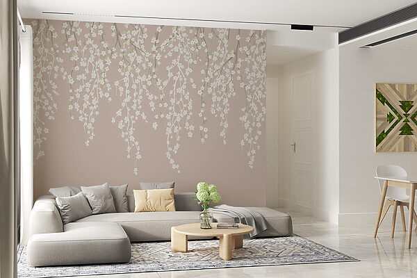 Wall murals White flowers on a tree branch Wall murals White flowers on a tree branch