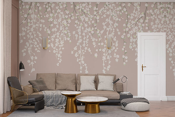 Wall murals White flowers on a tree branch Wall murals White flowers on a tree branch