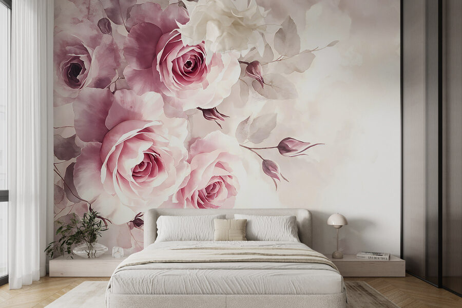 Groep roze rozen