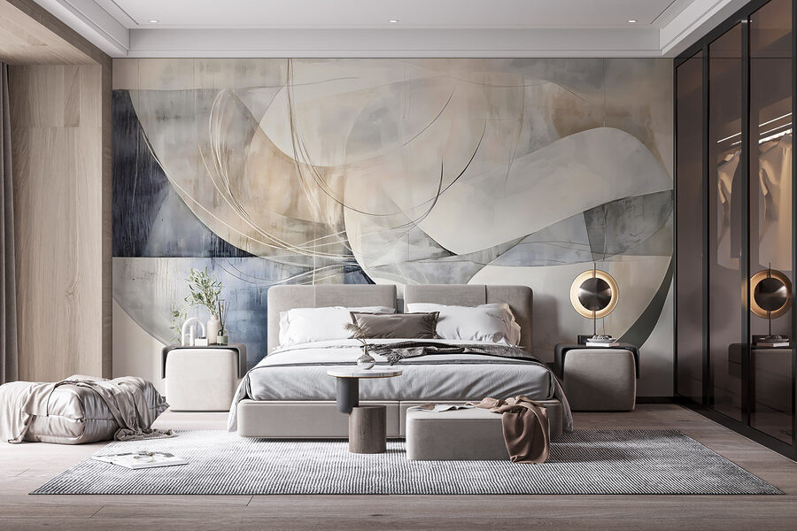 Schilderij van een witte en grijze kunst