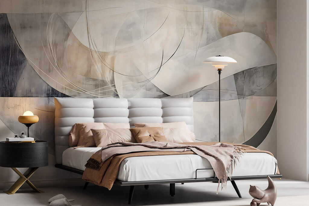 Painting of a white and grey art Painting of a white and grey art