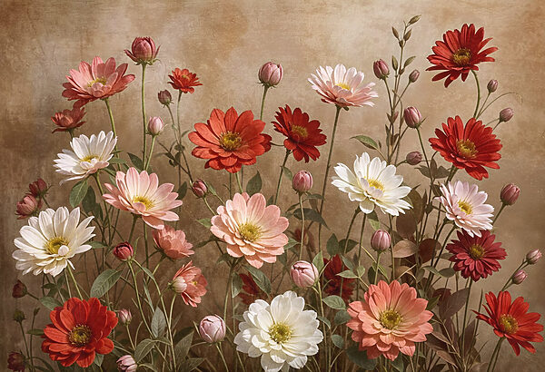 Groep bloemen op stelen Groep bloemen op stelen