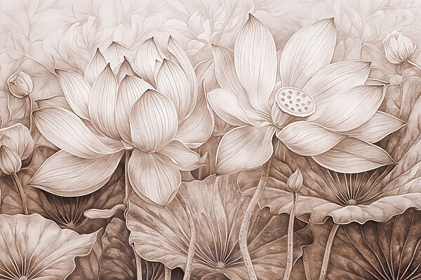 Tekening van bloemen en bladeren Tekening van bloemen en bladeren