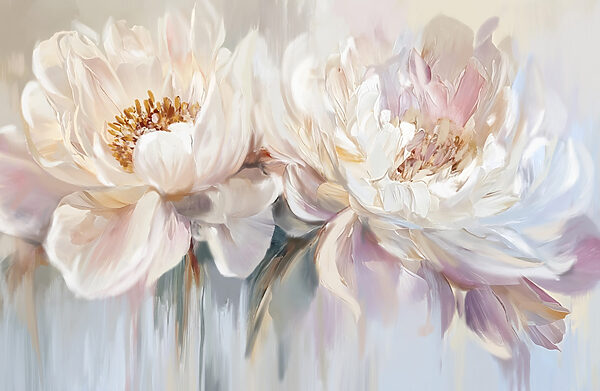 Schilderij van bloemen op een witte achtergrond Schilderij van bloemen op een witte achtergrond