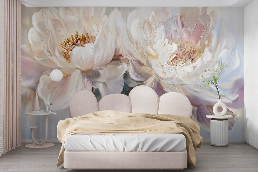 Schilderij van bloemen op een witte achtergrond