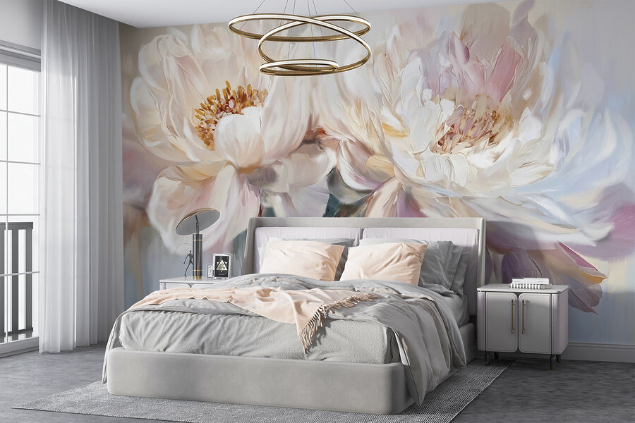 Schilderij van bloemen op een witte achtergrond