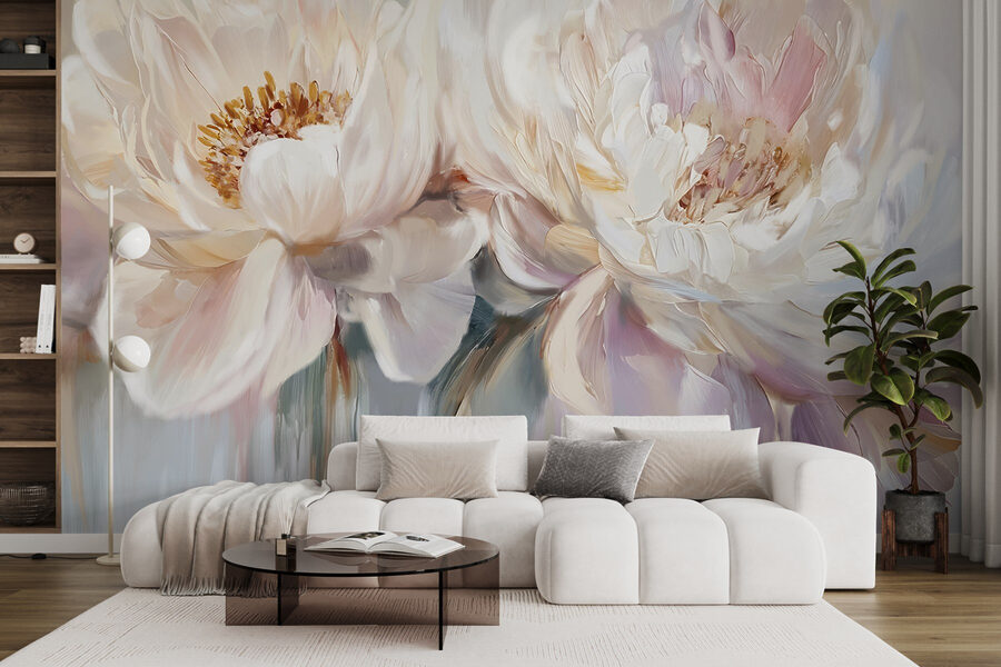 Schilderij van bloemen op een witte achtergrond