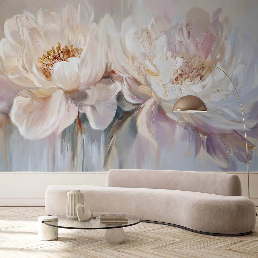 Schilderij van bloemen op een witte achtergrond