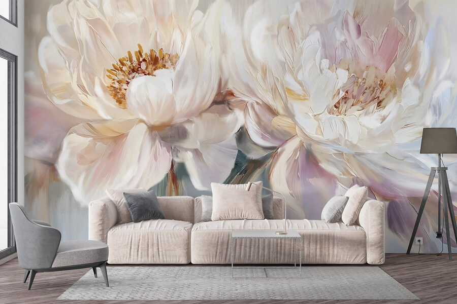 Schilderij van bloemen op een witte achtergrond