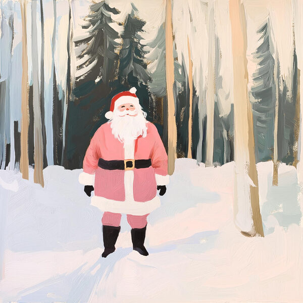 Schilderij van een kerstman in de sneeuw Schilderij van een kerstman in de sneeuw