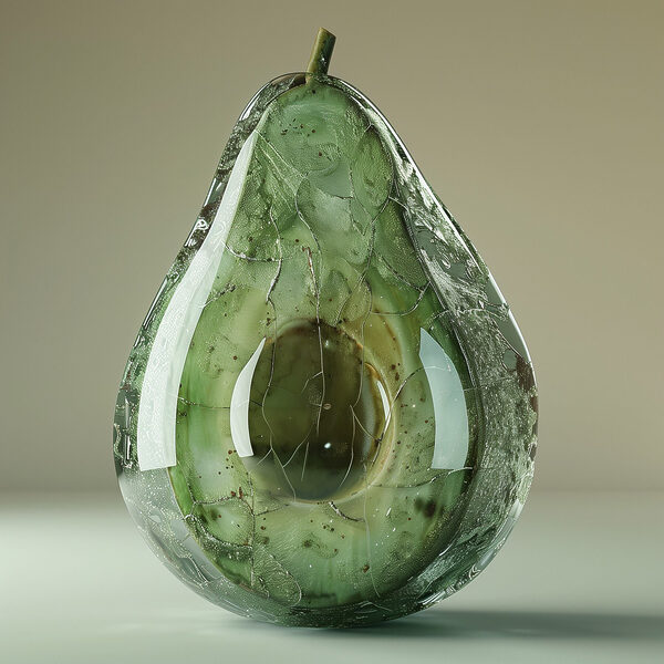 Artistieke interpretatie van een rijpe avocado Artistieke interpretatie van een rijpe avocado