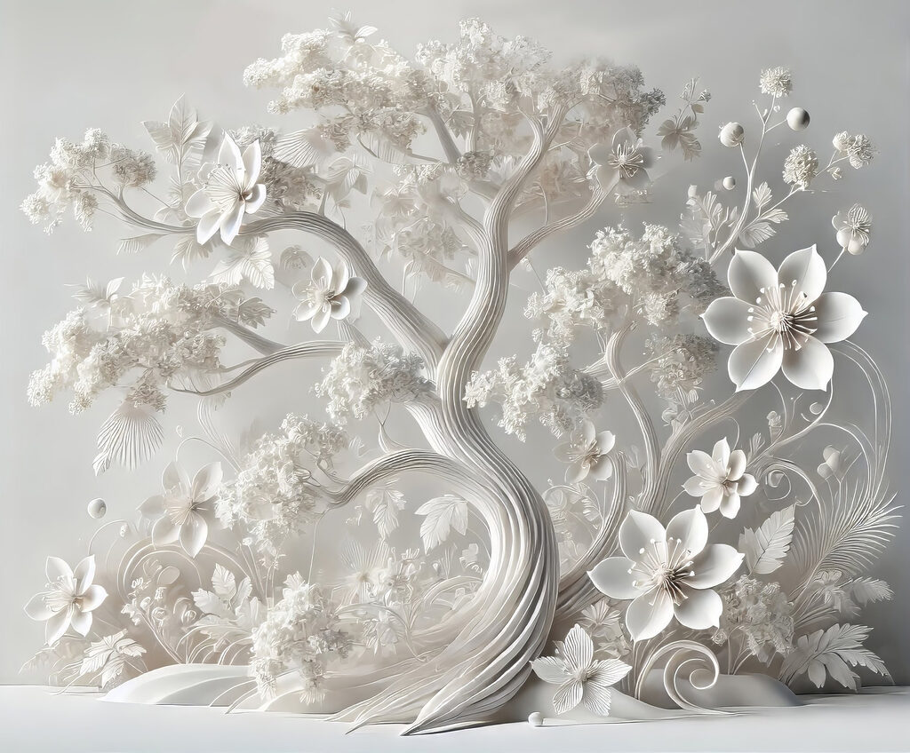 Witte boom met bloemen Witte boom met bloemen