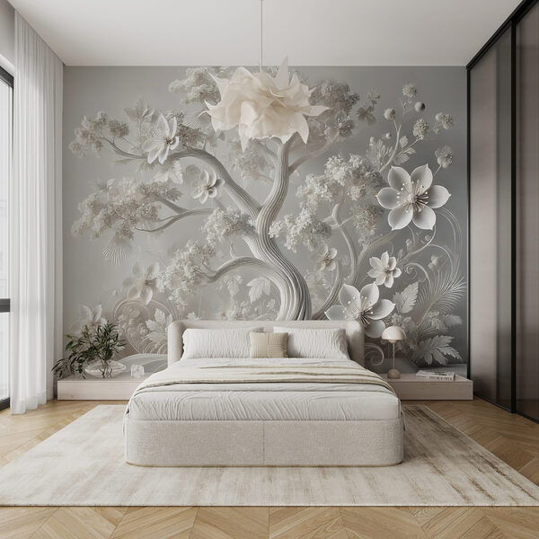 Witte boom met bloemen Witte boom met bloemen