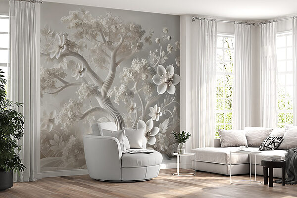 Witte boom met bloemen Witte boom met bloemen