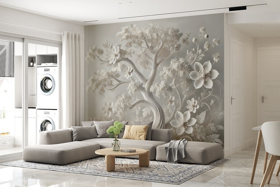 Witte boom met bloemen Witte boom met bloemen