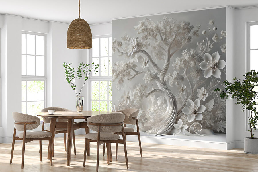 Witte boom met bloemen Witte boom met bloemen