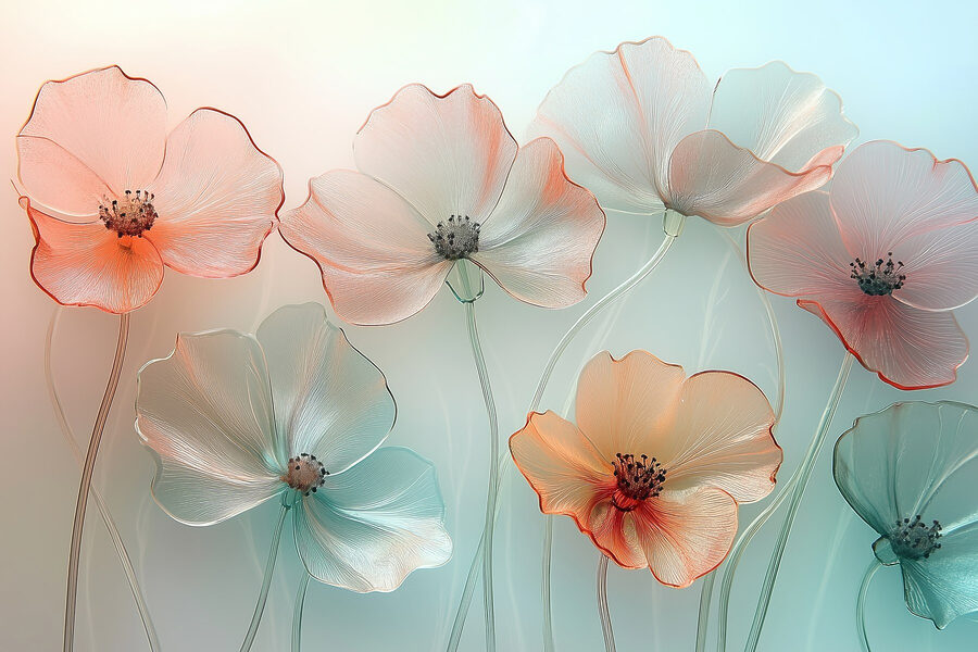 Groep bloemen met een wazige achtergrond