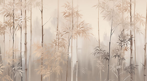 Schilderij van bomen in mist Schilderij van bomen in mist