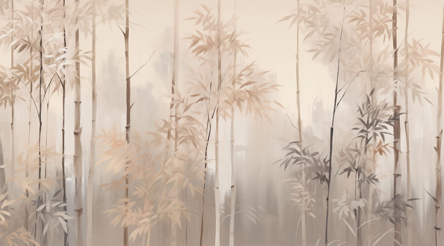 Schilderij van bomen in mist