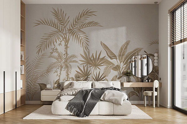 Behang met planten en bladeren Behang met planten en bladeren