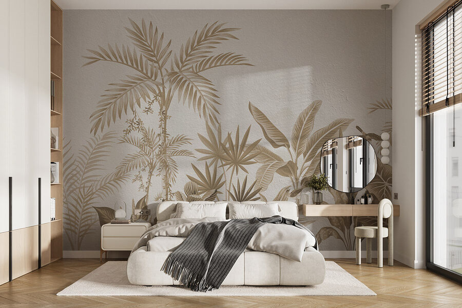 Behang met planten en bladeren