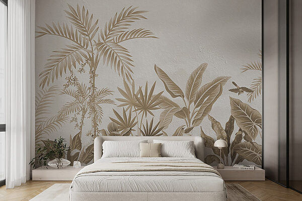 Behang met planten en bladeren Behang met planten en bladeren