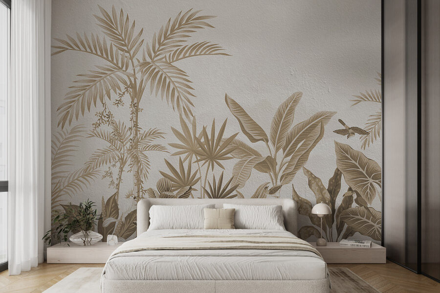 Behang met planten en bladeren