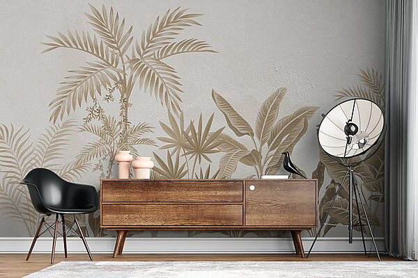 Behang met planten en bladeren Behang met planten en bladeren