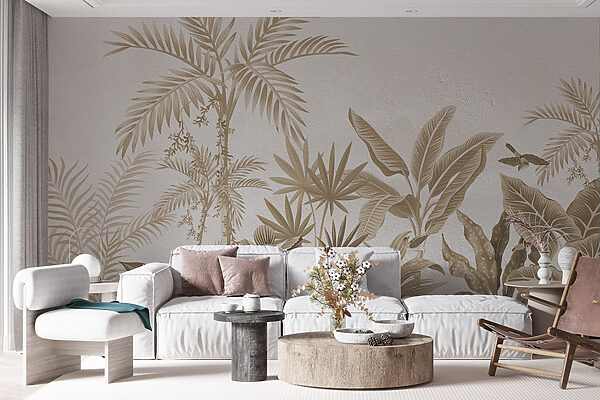 Behang met planten en bladeren Behang met planten en bladeren