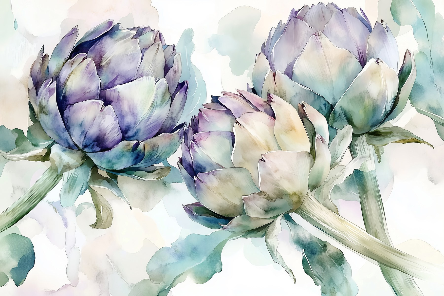 Art artichokes on a white background