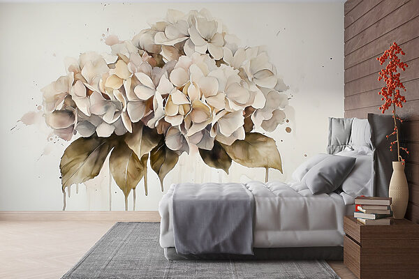 Schilderij van een bos witte bloemen Schilderij van een bos witte bloemen