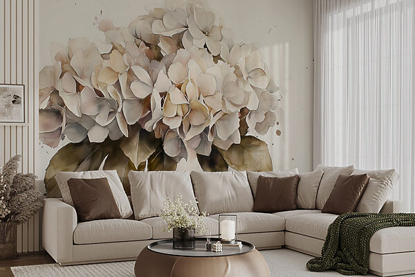 Schilderij van een bos witte bloemen Schilderij van een bos witte bloemen