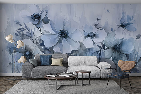 Schilderij van bloemen op een witte achtergrond Schilderij van bloemen op een witte achtergrond