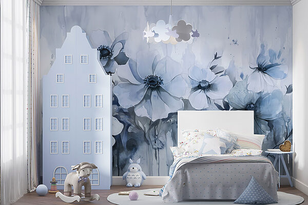 Schilderij van bloemen op een witte achtergrond Schilderij van bloemen op een witte achtergrond