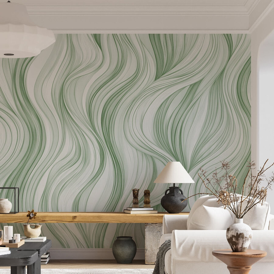 Groen en wit golvend patroon