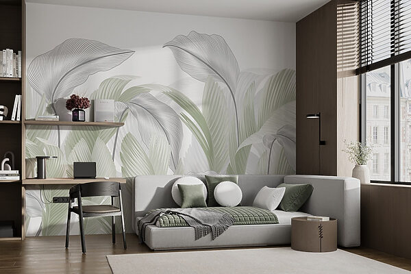 Elegante groene bladeren op een witte achtergrond Elegante groene bladeren op een witte achtergrond