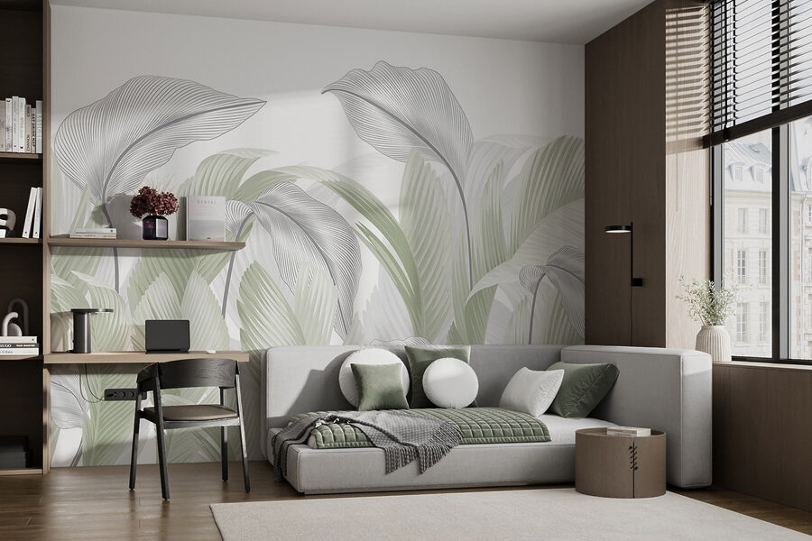 Elegante groene bladeren op een witte achtergrond Elegante groene bladeren op een witte achtergrond