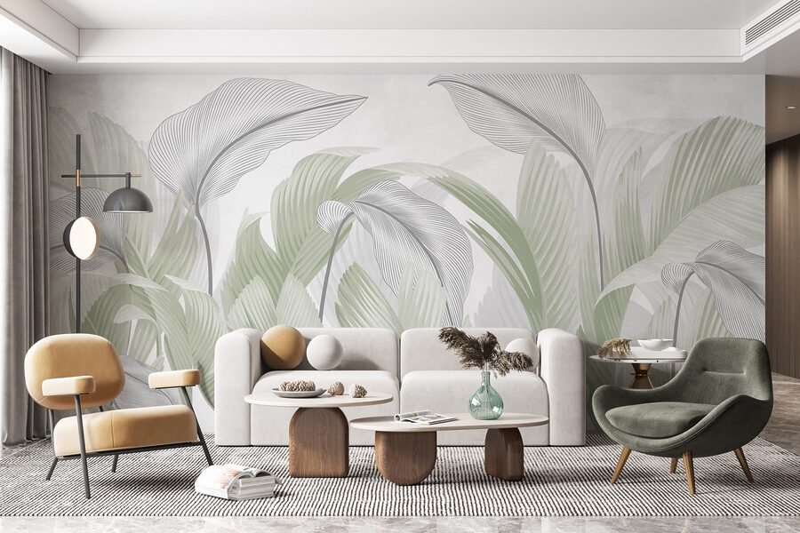 Elegante groene bladeren op een witte achtergrond Elegante groene bladeren op een witte achtergrond
